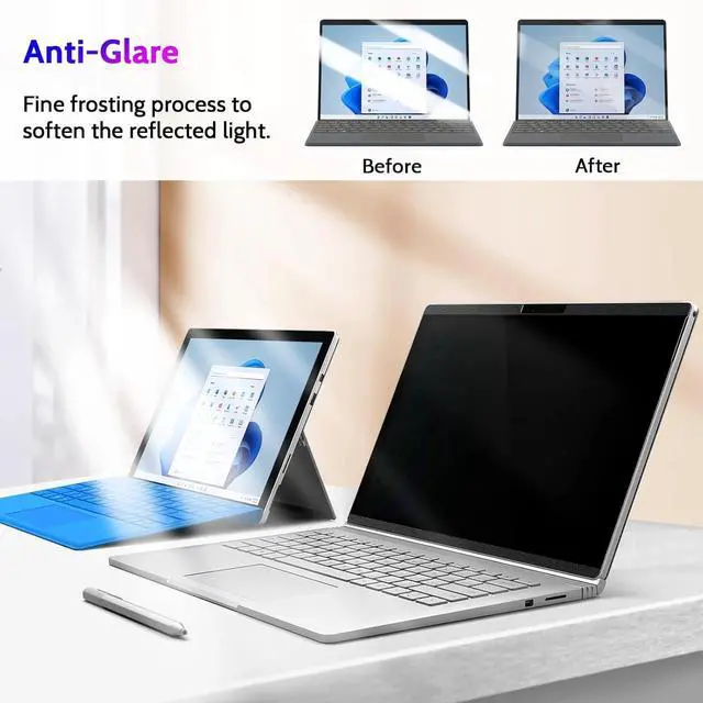 Alt view image 4 of 6 - Magnetic Privacy Screen for Surface Pro 11/10/9/8/X 13 Inch, Removable Anti Blue Light Glare Filter