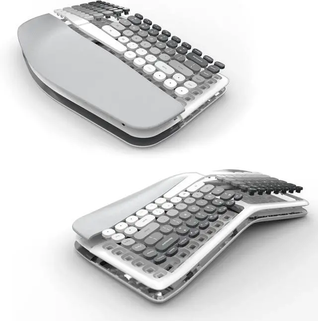 Alt view image 5 of 6 - Ergonomic Wireless Keyboard and Mouse Set Creamy Wireless Keyboard Silent Mice Set with Wrist - Grey