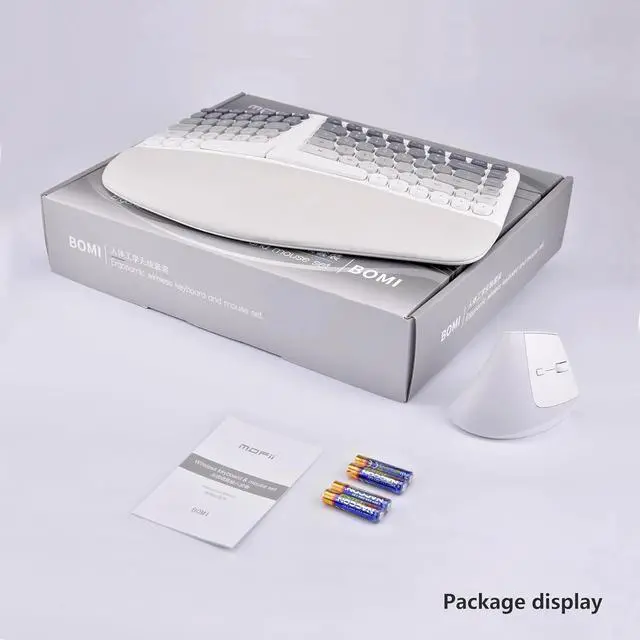 Alt view image 6 of 6 - Ergonomic Wireless Keyboard and Mouse Set Creamy Wireless Keyboard Silent Mice Set with Wrist - Grey