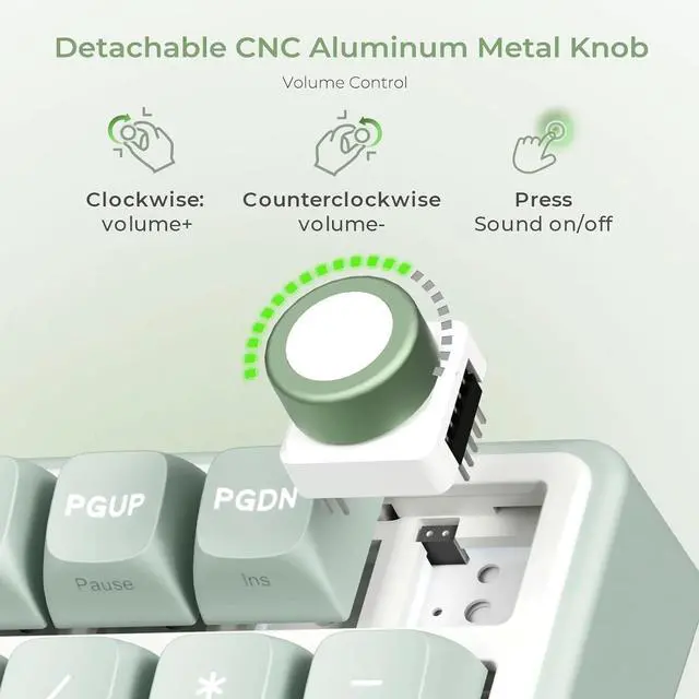 Alt view image 3 of 6 - Creamy Mechanical Keyboard, 96% Wired Gaming Keyboard RGB Backlit with Number Pad and Volume Knob, Gasket Mount