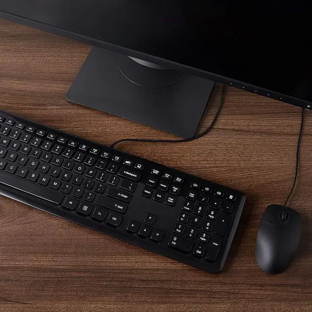 Alt view image 5 of 6 - Wired Keyboard and Mouse Bundle, Full-Sized, QWERTY Layout, Black