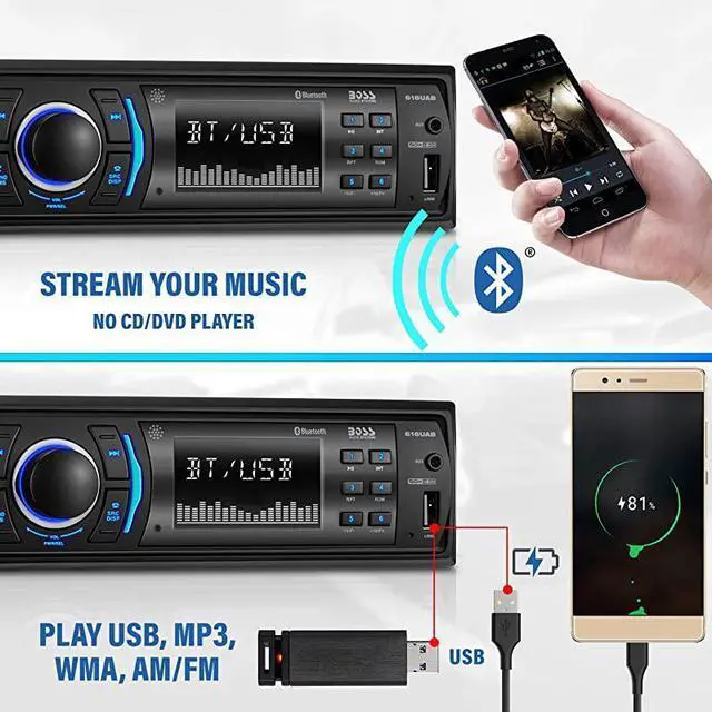 Alt view image 5 of 7 - 616UAB Multimedia Car Stereo Single Din LCD Bluetooth Audio and HandsFree Calling Builtin Microphone MP3USB Auxin AMFM Radio Receiver