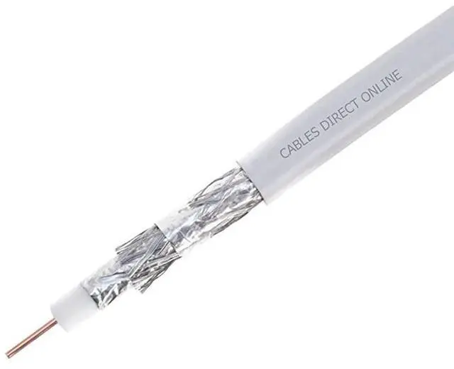 Alt view image 2 of 3 - FOR500FT White RG6 Quad Shielded Coax Cable Satellite TV Coaxial Wire 18 AWG Copper Clad Steel Conductor Foam PE Core 60 Aluminum Braid PVC Jacket Reel in Box