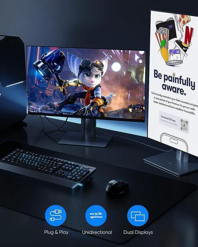 Alt view image 6 of 7 - FOR 4K DisplayPort to HDMI Adapter Uni-Directional DP 1.2 to HDMI 2.0 Nylon Braided Converter Cable Male to Female Compatible with Laptop Desktop TV/HDTV Monitor Projector Grey [Passive]