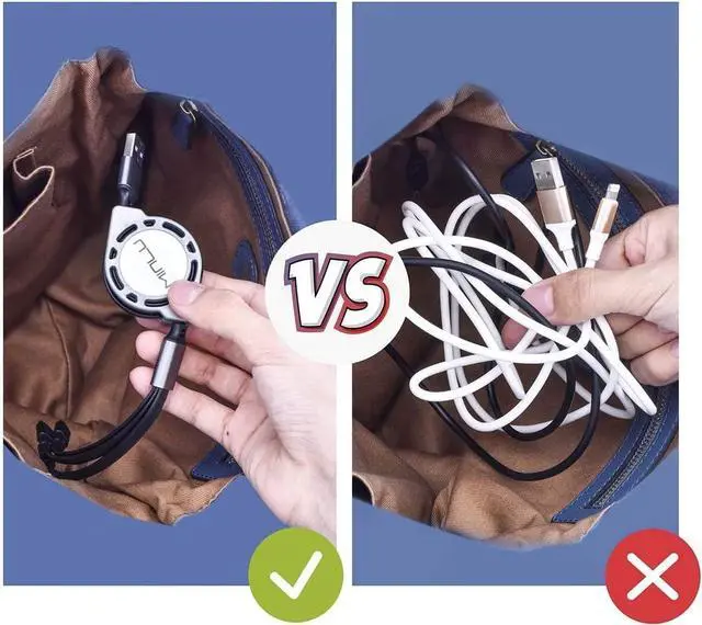 Alt view image 5 of 6 - FOR4Ft/1.2m Multi Retractable Fast Charger Cord 3A 2Pack 3-in-1 USB Charging Cable for IP/Type-C/Micro-USB Compatible with Cell Phones/Tablets/Samsung Galaxy/Pixel/Sony/LG/HTC(2Pack)