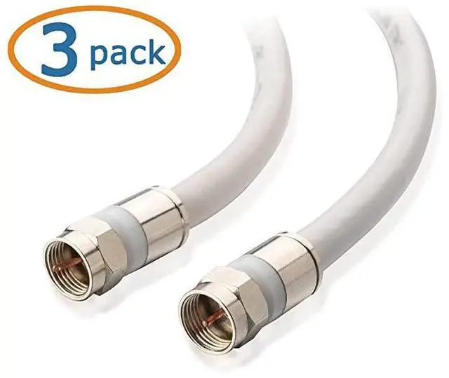 Alt view image 2 of 4 - 3Pack CL2 inWall Rated cm Quad Shielded Coaxial RG6 Coax in White 6 Feet