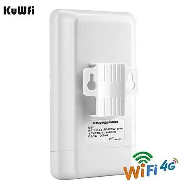 Alt view image 3 of 7 - FOR 300Mbps Outdoor 4G LTE CPE WiFi Router with Sim Card Slot CAT4 SIM Routers with POE Adapter Work with IPcamera or Outside WiFi Coverage US Version B2B4B5B12B13B14B66B71