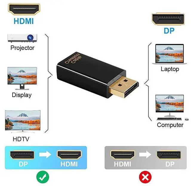 Alt view image 4 of 6 - FOR DP to HDMI Adapter 3Pack 1080P Gold Plated Displayport to HDMI Converter Male to Female 13V Black