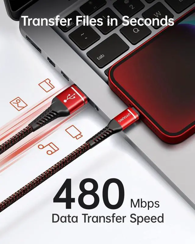 Alt view image 3 of 6 - forCharger Cable 3Pack 6FT Lightning Cable Long Heavy Duty Nylon Fast USB Charging Cord Compatible with iPhone 14/13/12/11/Pro/X/Xs Max/XR /8/7/6/6S/plus/iPad Mini-Red