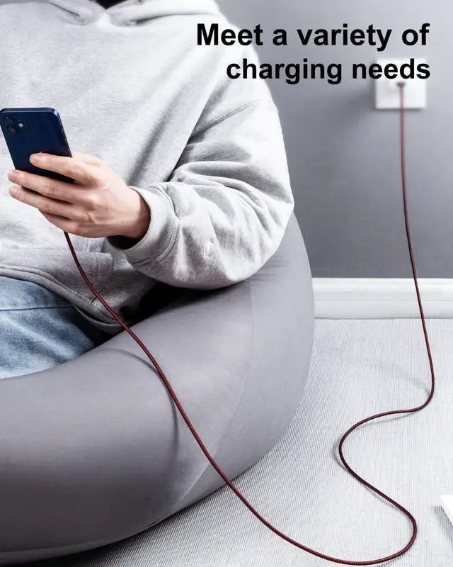 Alt view image 6 of 6 - forCharger Cable 3Pack 6FT Lightning Cable Long Heavy Duty Nylon Fast USB Charging Cord Compatible with iPhone 14/13/12/11/Pro/X/Xs Max/XR /8/7/6/6S/plus/iPad Mini-Red