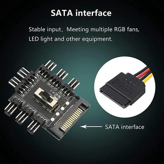 Alt view image 3 of 7 - Chassis Fan Hub SATA 1 to 8 Way12V 3 PIN Cooling Fan Splitter Controller Hub 3 Pin PWM for PC Desktop Computer Motherboard(12V 3-Pin)