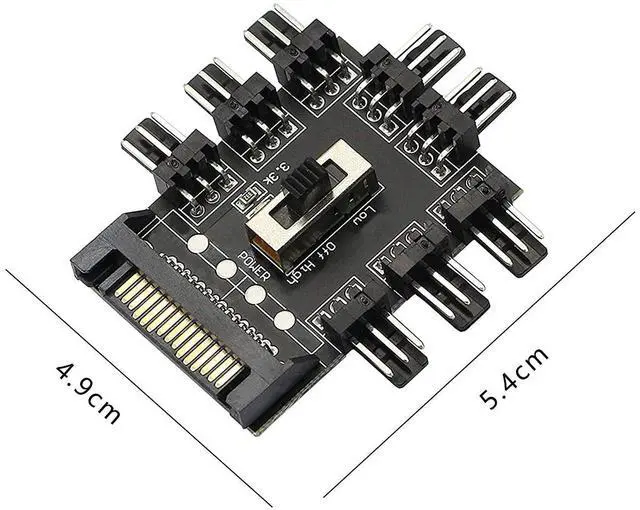 Alt view image 6 of 7 - Chassis Fan Hub SATA 1 to 8 Way12V 3 PIN Cooling Fan Splitter Controller Hub 3 Pin PWM for PC Desktop Computer Motherboard(12V 3-Pin)