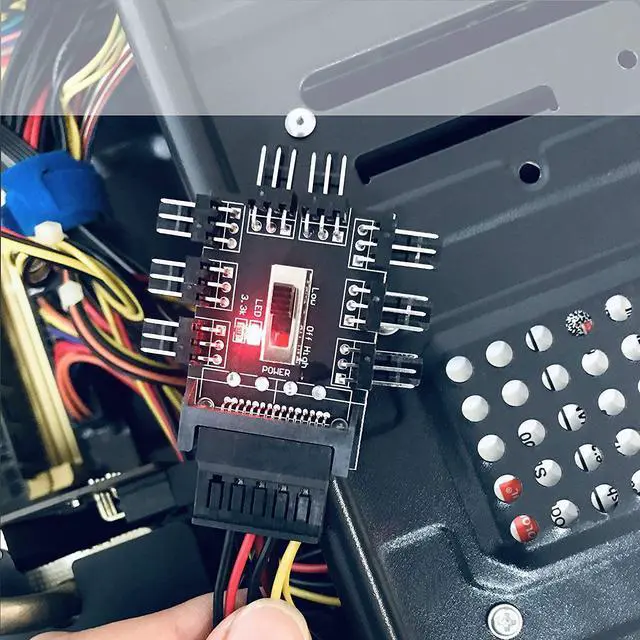 Alt view image 7 of 7 - Chassis Fan Hub SATA 1 to 8 Way12V 3 PIN Cooling Fan Splitter Controller Hub 3 Pin PWM for PC Desktop Computer Motherboard(12V 3-Pin)