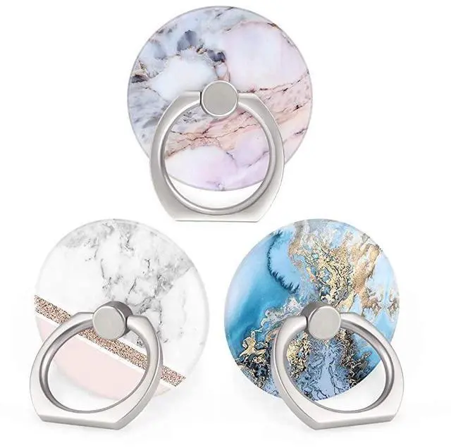 Main image of Cell Phone Ring Holder Stand 360 Rotation 3Pack Universal Smartphone Ring Grip Stand Compatible with Smartphones and Tablets Marble