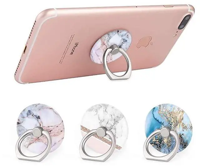 Alt view image 2 of 5 - Cell Phone Ring Holder Stand 360 Rotation 3Pack Universal Smartphone Ring Grip Stand Compatible with Smartphones and Tablets Marble
