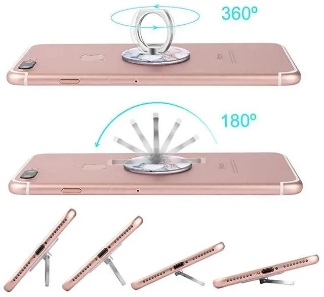 Alt view image 3 of 5 - Cell Phone Ring Holder Stand 360 Rotation 3Pack Universal Smartphone Ring Grip Stand Compatible with Smartphones and Tablets Marble