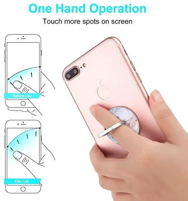 Alt view image 4 of 5 - Cell Phone Ring Holder Stand 360 Rotation 3Pack Universal Smartphone Ring Grip Stand Compatible with Smartphones and Tablets Marble