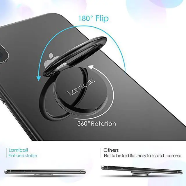 Alt view image 4 of 7 - FOR Cell Phone Ring Holder Finger Stand  Phone Kickstand Metal Grip Hook Work with Magnetic Car Mount Compatible with Phone 12 Mini 11 Pro Xs Max XR X 8 7 6 6s Plus Smartphone Accessories BLK