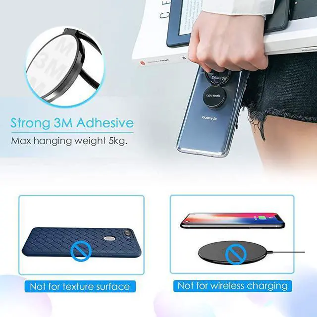 Alt view image 5 of 7 - FOR Cell Phone Ring Holder Finger Stand  Phone Kickstand Metal Grip Hook Work with Magnetic Car Mount Compatible with Phone 12 Mini 11 Pro Xs Max XR X 8 7 6 6s Plus Smartphone Accessories BLK