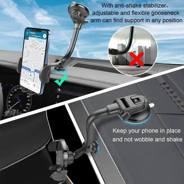 Alt view image 7 of 7 - FOR Car Phone Holder Mount Sturdy Car Phone Mount with 8.26-Inch Gooseneck Long Arm Industrial-Strength Strong Suction Cup Car Mount Universal Dashboard Windshield Phone Holder Car for CellPhone