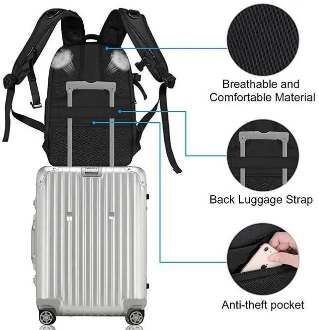 Alt view image 3 of 7 - FOR-Camera BackpackDSLRSLRMirrorless Photography Camera Bag 1516 Inch Waterproof Hardshell Case with Tripod HolderLaptop Compartment Compatible with CanonNikonSonyDJI Mavic Drone Black