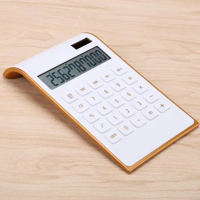 Alt view image 2 of 3 - Calculator Slim Elegant Design Office/Home Electronics Dual Powered Desktop Calculator Solar Power 10 Digits Tilted LCD Display Inclined Design White (Slim2)