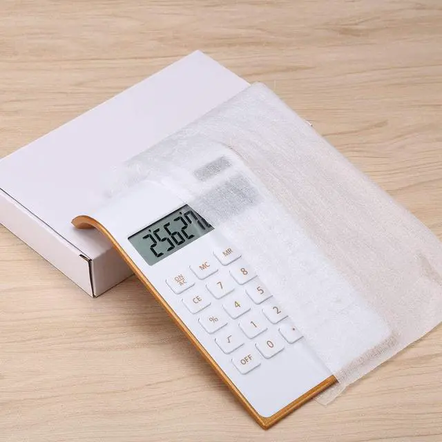 Alt view image 3 of 3 - Calculator Slim Elegant Design Office/Home Electronics Dual Powered Desktop Calculator Solar Power 10 Digits Tilted LCD Display Inclined Design White (Slim2)