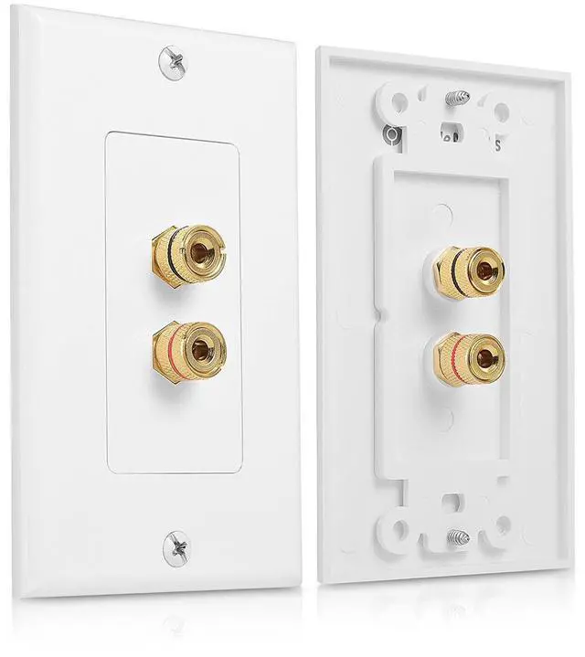 Main image of Cable Matters 2-Pack Speaker Wire Wall Plate (Speaker Wall Plate/Banana Plug Wall Plate) for 1 Speaker in White
