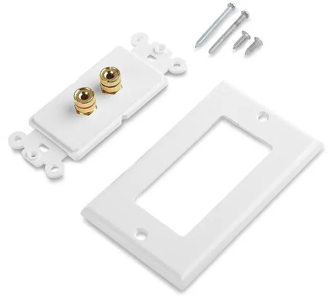 Alt view image 4 of 6 - Cable Matters 2-Pack Speaker Wire Wall Plate (Speaker Wall Plate/Banana Plug Wall Plate) for 1 Speaker in White
