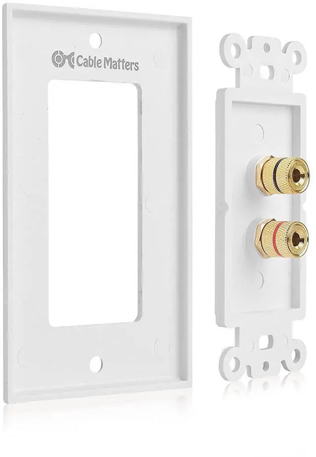 Alt view image 3 of 6 - Cable Matters 2-Pack Speaker Wire Wall Plate (Speaker Wall Plate/Banana Plug Wall Plate) for 1 Speaker in White