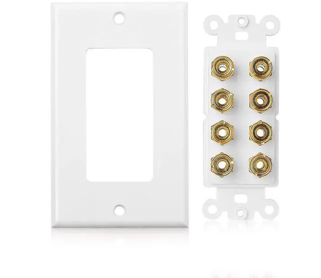 Alt view image 4 of 7 - forCable Matters 2-Pack Speaker Wire Wall Plate (Speaker Wall Plate / Banana Plug Wall Plate) 4-Speaker
