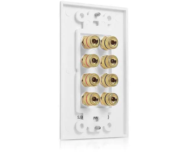 Alt view image 2 of 7 - Cable Matters 2-Pack Speaker Wire Wall Plate (Speaker Wall Plate / Banana Plug Wall Plate) 4-Speaker