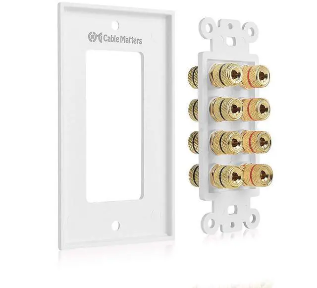 Alt view image 3 of 7 - Cable Matters 2-Pack Speaker Wire Wall Plate (Speaker Wall Plate / Banana Plug Wall Plate) 4-Speaker