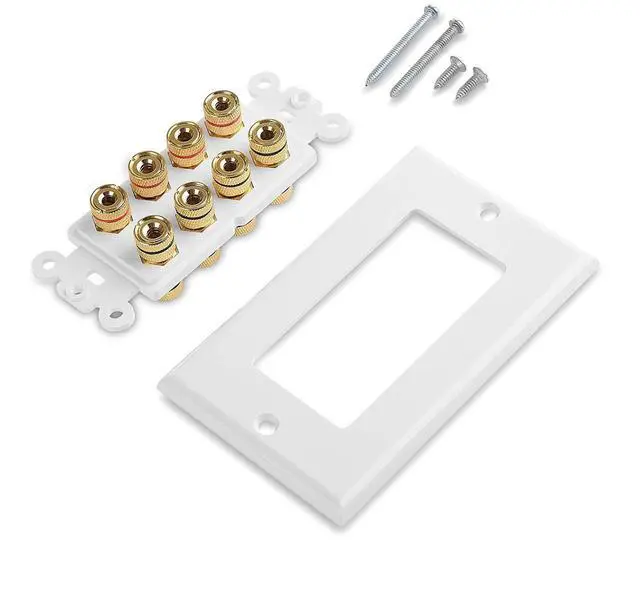 Alt view image 4 of 7 - Cable Matters 2-Pack Speaker Wire Wall Plate (Speaker Wall Plate / Banana Plug Wall Plate) 4-Speaker
