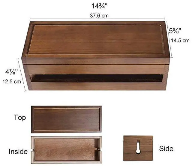 Alt view image 2 of 7 - for Cable Management Box Wooden Cord Organizer Box for Extension Cord Power Stripe Surge Protector Wire Management Concealer Organizer Cover Hider for Desktop Home Office Kitchen Brown
