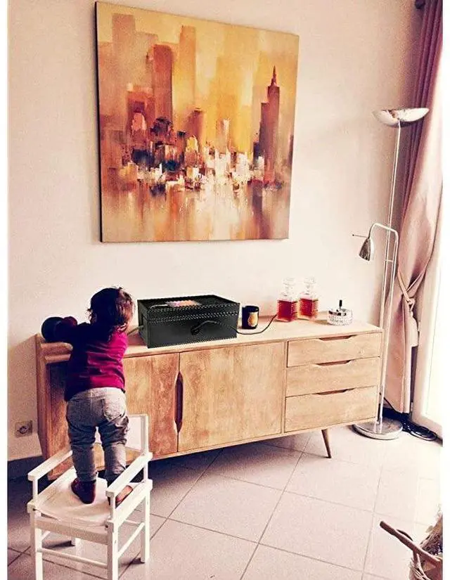 Alt view image 4 of 7 - for Cable Management Box Large Computer Cord Organizer Hide and Conceal Power Cable Organizer Computers and Desks Black Stitched Leather