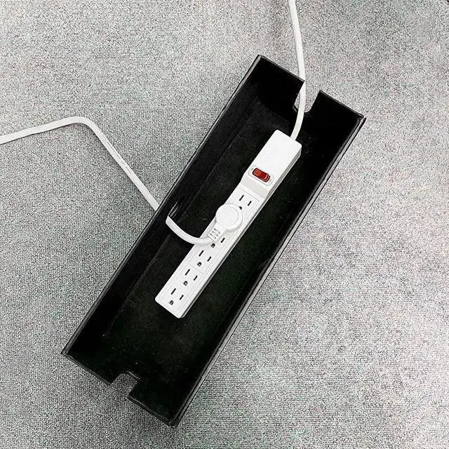 Alt view image 7 of 7 - for Cable Management Box Large Computer Cord Organizer Hide and Conceal Power Cable Organizer Computers and Desks Black Stitched Leather