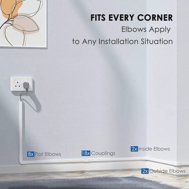 Alt view image 3 of 7 - Cable Hider, 315in Cord Covers for Wires on Wall, One-Cord Cord Hider, Paintable Wire Hiders Wire Covers for Cords, Cable Management for Hiding 1-2 Small Wires, 20x L15.7 W0.59 H0.40in, White