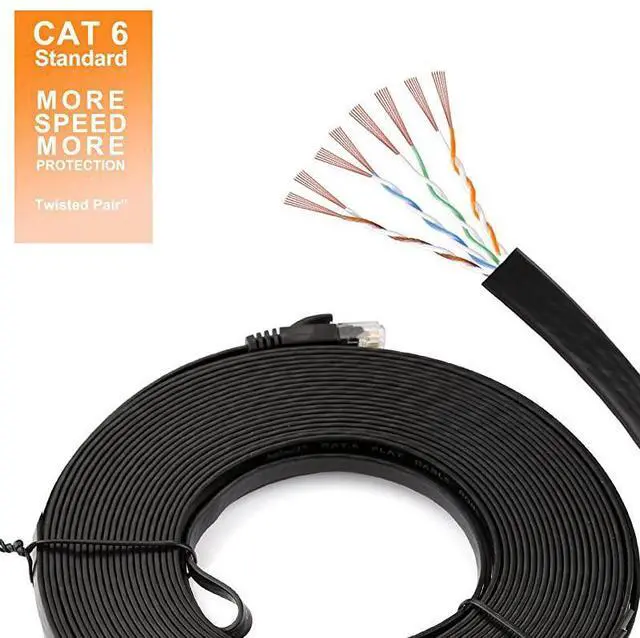 Cable Cat 6 10 ft Flat Computer Network Patch Cable Durable High Speed ...