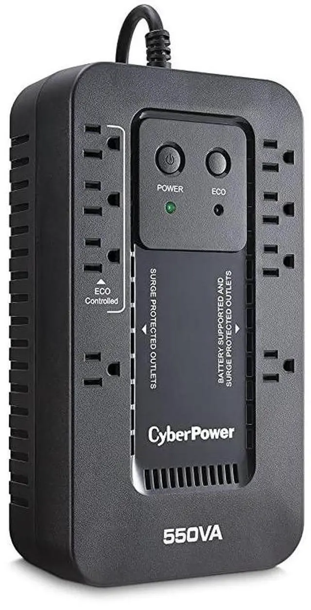Main image of EC550G Ecologic Battery Backup & Surge Protector UPS System, 550VA/330W, 8 Outlets, ECO Mode, Compact Uninterruptible Power Supply