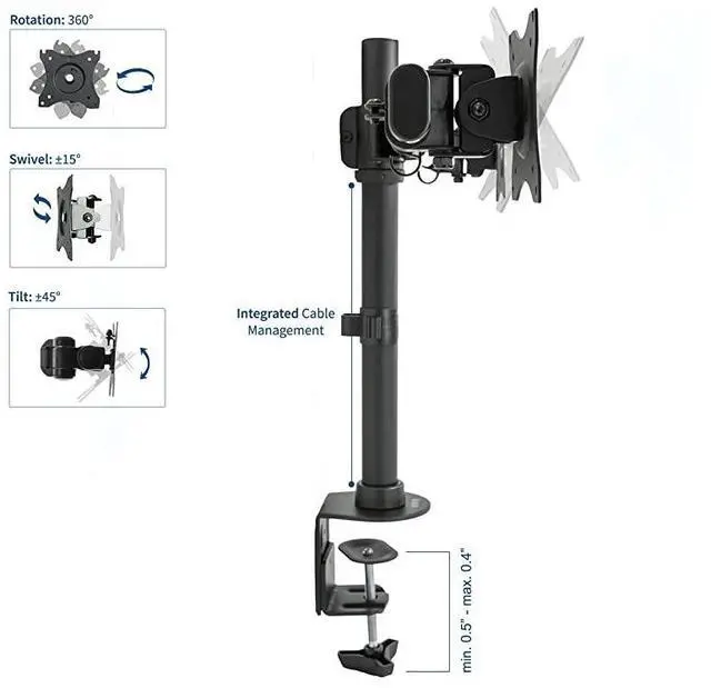Alt view image 3 of 7 - FOR Dual Monitor Curved Horizontal Array Desk Mount Stand fits Screens up to 27 inches STAND-V002E
