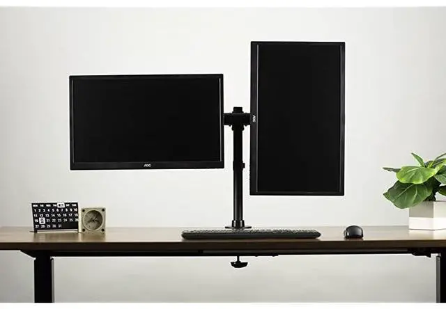 Alt view image 4 of 7 - FOR Dual Monitor Curved Horizontal Array Desk Mount Stand fits Screens up to 27 inches STAND-V002E