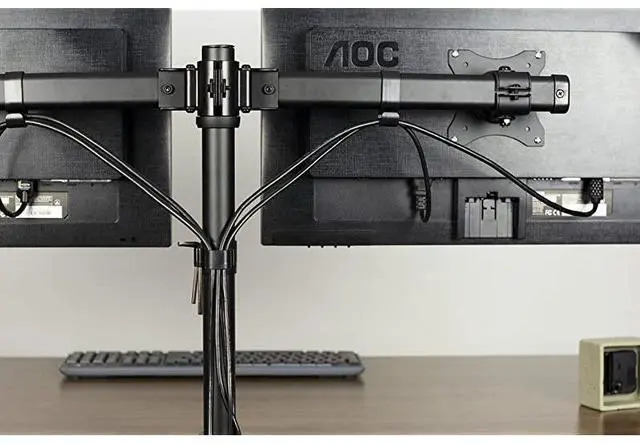 Alt view image 7 of 7 - FOR Dual Monitor Curved Horizontal Array Desk Mount Stand fits Screens up to 27 inches STAND-V002E