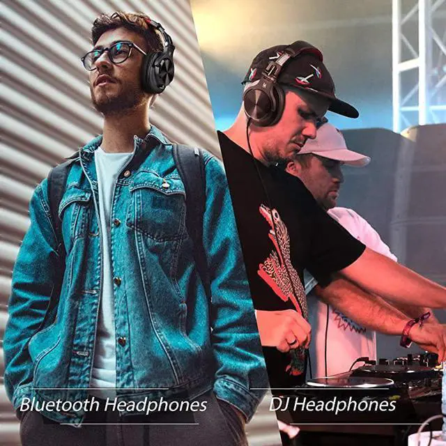 Alt view image 6 of 7 - FOR-Bluetooth Over Ear Headphones, Studio Headphones with Shareport, Foldable, Wired and Wireless Professional Monitor Recording Headphones with Stereo Sound for Electric Drum Piano Guitar Amp