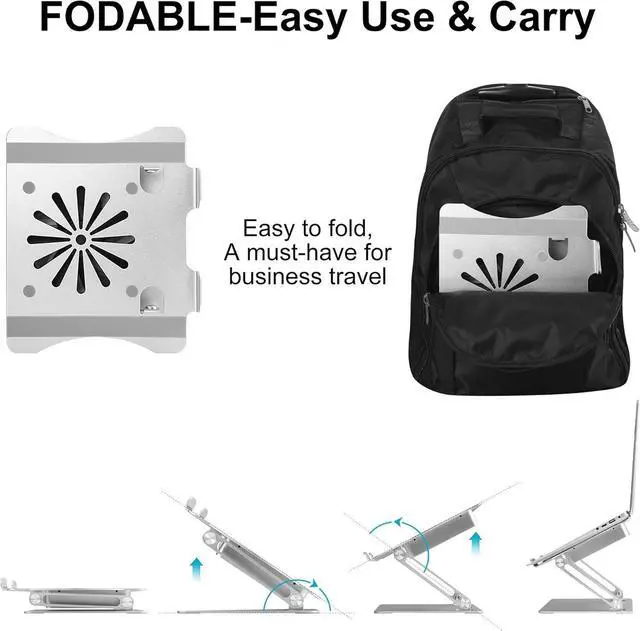 Alt view image 5 of 7 - forAdjustable Laptop Stand with Cooling Fan Aluminium Alloy Multi-Angle Computer Holder for Desk Portable Notebook Metal Mount Compatible with MacBook Air Pro Dell Alienware All Laptops 11-17.3