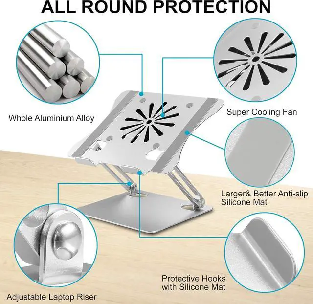 Alt view image 3 of 7 - forAdjustable Laptop Stand with Cooling Fan Aluminium Alloy Multi-Angle Computer Holder for Desk Portable Notebook Metal Mount Compatible with MacBook Air Pro Dell Alienware All Laptops 11-17.3