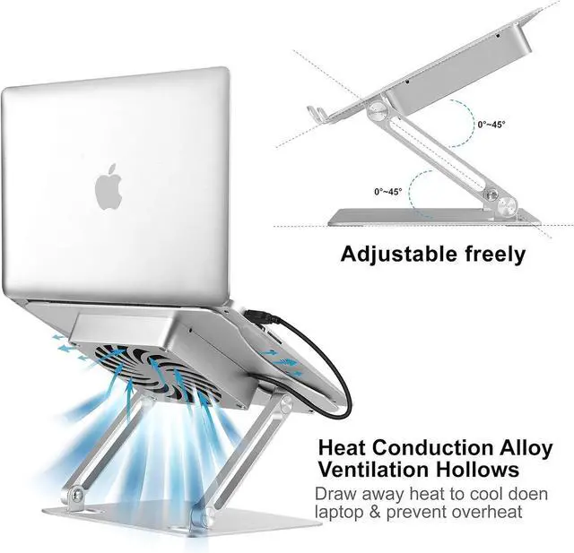 Alt view image 6 of 7 - forAdjustable Laptop Stand with Cooling Fan Aluminium Alloy Multi-Angle Computer Holder for Desk Portable Notebook Metal Mount Compatible with MacBook Air Pro Dell Alienware All Laptops 11-17.3