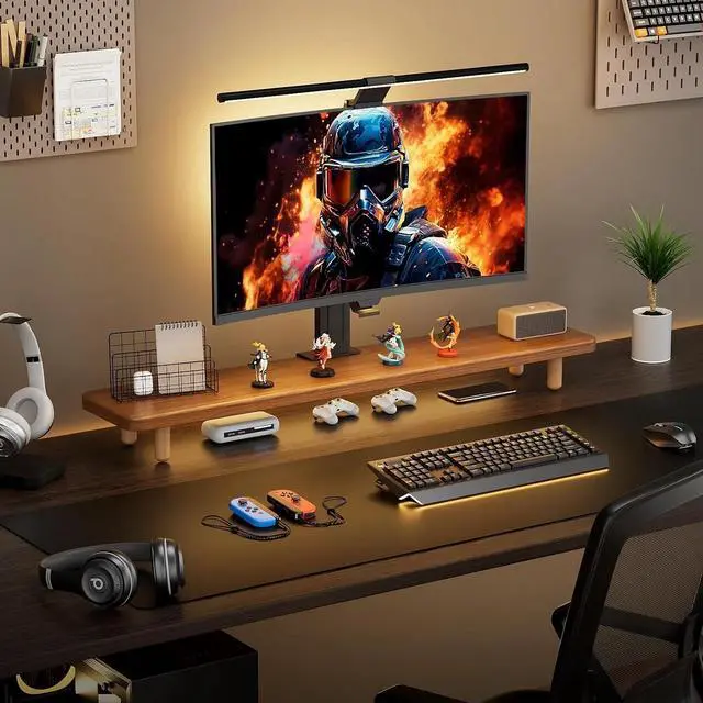 Alt view image 4 of 5 - Dual Monitor Stand - for 2 Monitor/Laptop Computer/TV/PC/Printers, Desk Organizer for Gamming Room&Office, Extension Monitor Stand Riser