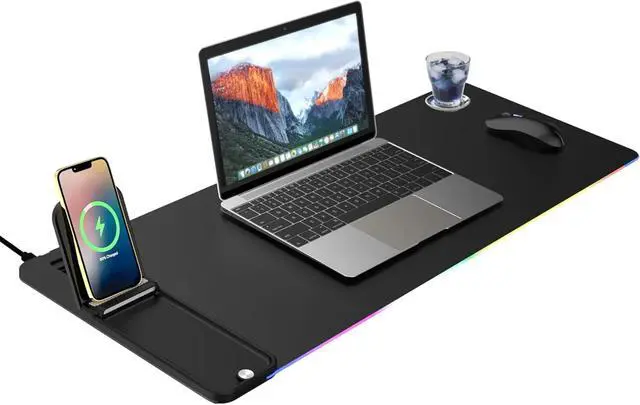 Alt view image 2 of 5 - Birthday Gifts for Men Women,Wireless Phone Charger with Mouse Pad,15W Fast Wireless Charging Desk Mat with for MacBook PC Laptop Computer