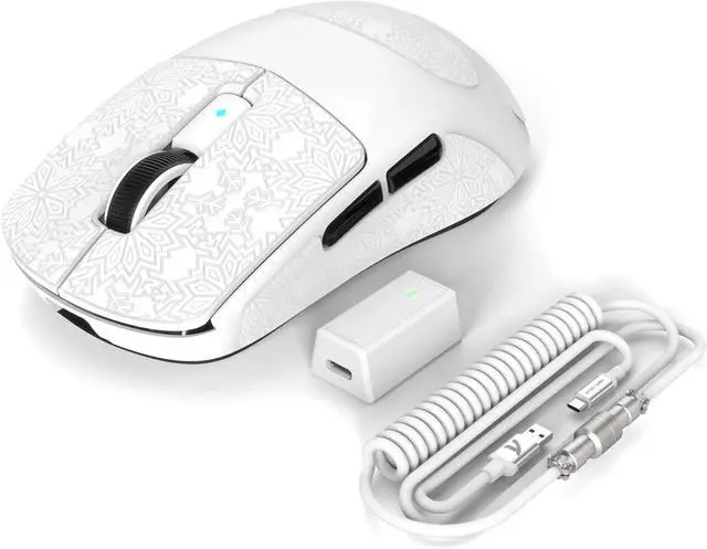 Main image of FOR-39g Superlight Wireless Gaming Mouse,PixArt PAW3950MAX 42000 DPI8K Polling Rate Web Driver,BT/2.4Ghz/Wired Tri-Mode Mice with Coiled Cable-White&Tape